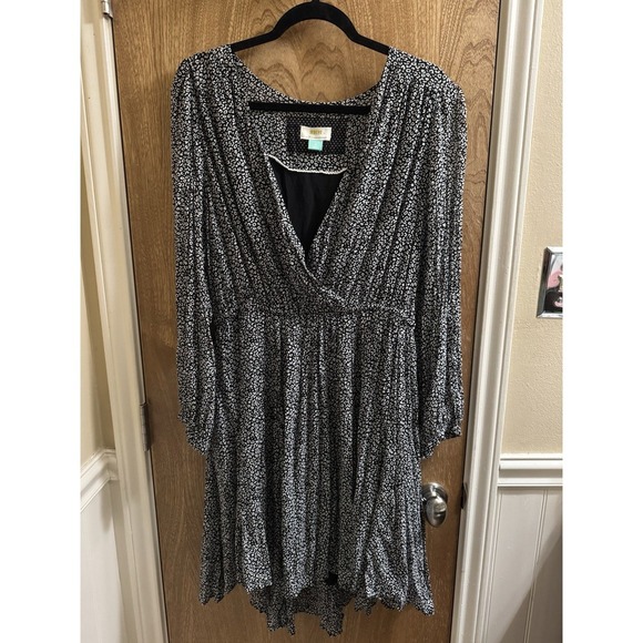 Maeve by Anthropologie Black White Carolyn Leopard Print Mini Dress Plus Size 1X - Picture 1 of 11